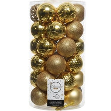 Load image into Gallery viewer, Set of 37 Mixed Light Gold 6cm Christmas Baubles
