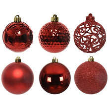 Load image into Gallery viewer, Set of 37 Mixed Christmas Red 6cm Baubles
