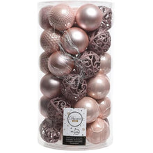 Load image into Gallery viewer, Set of 37 Mixed Blush Pink 6cm Christmas Baubles
