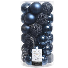 Load image into Gallery viewer, Set of 37 Mixed Night Blue 6cm Christmas Baubles
