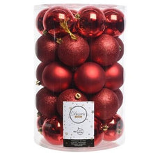 Load image into Gallery viewer, Set of 34 Mixed Christmas Red Shatterproof Baubles
