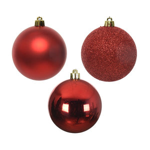 Set of 34 Mixed Christmas Red Shatterproof Baubles