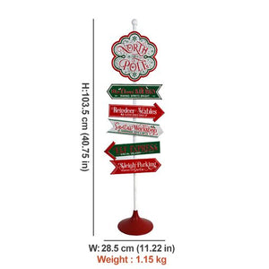 Christmas Retro North Pole Directions Sign