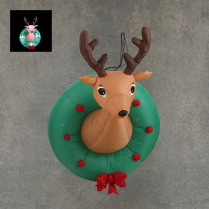 Christmas Reindeer Head Wreath Inflatable Display Decoration