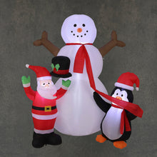 Load image into Gallery viewer, Santa Snowman and Penguin Light Up Inflatable Display Decoration
