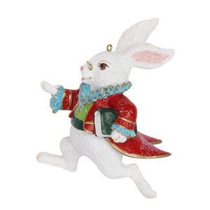 Gisela Graham Resin White Rabbit Hanging Decoration