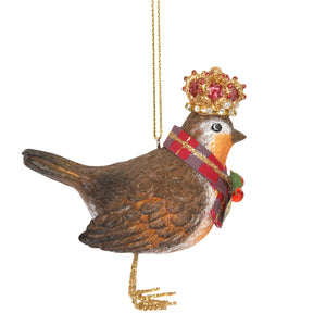 Christmas Robin with Crown Hanging Decoration