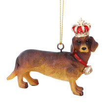 Load image into Gallery viewer, Gisella Graham Resin Dachshund with Crown Hanging Decoration
