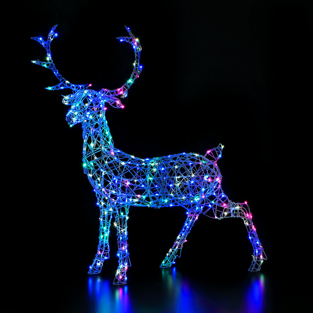Noma Colour Changeable White Wicker Christmas Stag 1.4m