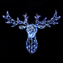 Load image into Gallery viewer, Noma Colour Changeable White Wicker Christmas Stag&#39;s Head 80cm
