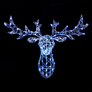 Noma Colour Changeable White Wicker Christmas Stag's Head 80cm