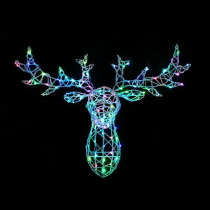 Noma Colour Changeable White Wicker Christmas Stag's Head 80cm