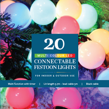 Load image into Gallery viewer, 20 Multi Colour Connectable Festoon Lights
