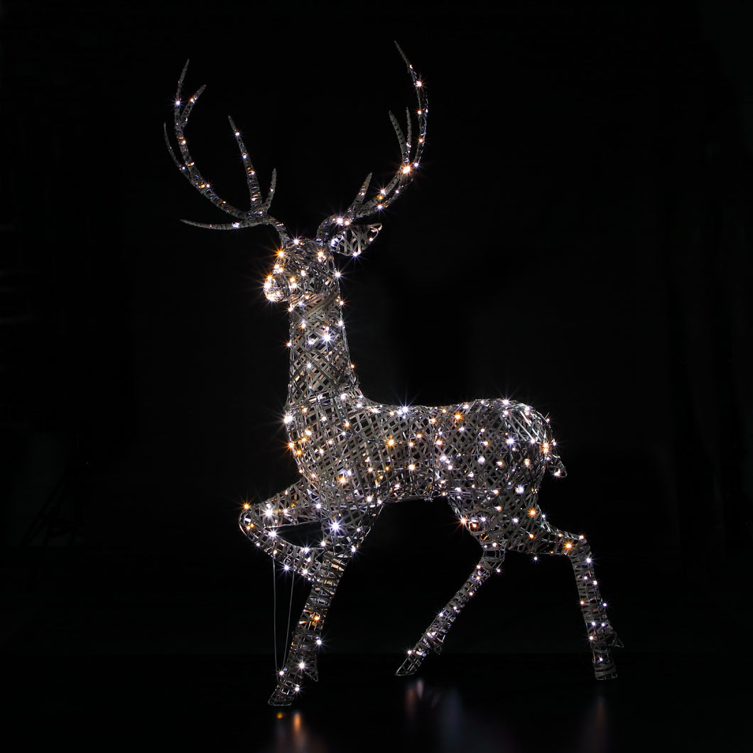 Noma Grey Duo Bulb Highland Christmas Stag 2m Outdoor Decoration