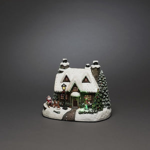 Konstsmide Christmas Fibre Optic Lit Village House with Santa and Reindeer