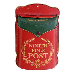 Vintage Style North Pole Post Christmas Post Box