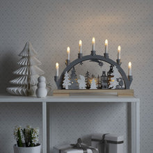 Load image into Gallery viewer, Wooden Candle Bridge with Lit Silhouette Santa Scene
