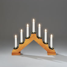 Load image into Gallery viewer, Oak Wood 7 Bulb Christmas Candle Bridge
