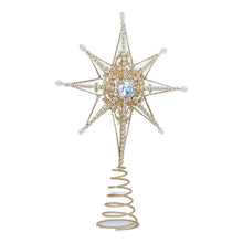 Load image into Gallery viewer, Gold Star with Beading and Jewel Tree Topper
