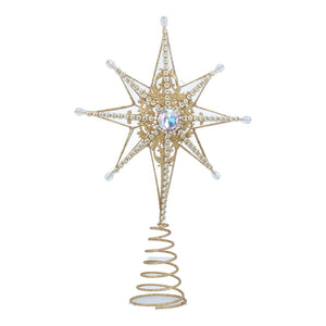 Gold Star with Beading and Jewel Tree Topper