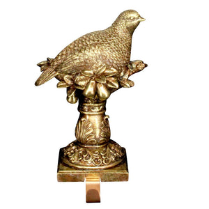 Gold Partridge Christmas Stocking Hanger