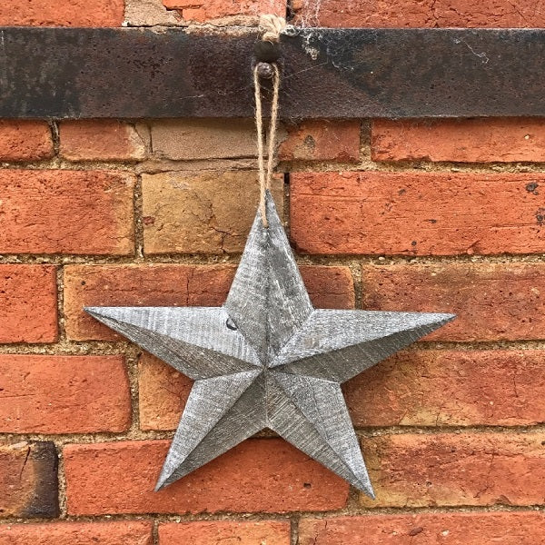 Grey Wooden Christmas Star Hanging Decoration