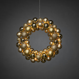 Christmas Gold Bauble LED Wreath 40cm