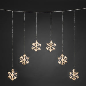 Konstsmide 6 Warm White Acrylic Snowflakes Curtain Lights