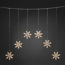 Load image into Gallery viewer, Konstsmide 6 Warm White Acrylic Star Curtain Lights
