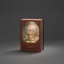 Load image into Gallery viewer, Red Vintage Christmas Book with Santa &amp; Sleigh Scene Water Lantern
