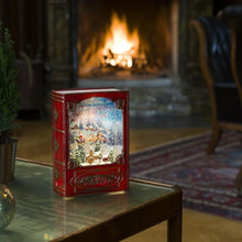 Load image into Gallery viewer, Red Vintage Christmas Book with Santa &amp; Sleigh Scene Water Lantern

