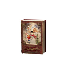 Load image into Gallery viewer, Red Vintage  Christmas Book with Snowman Scene Water Lantern
