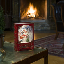 Load image into Gallery viewer, Red Vintage  Christmas Book with Snowman Scene Water Lantern
