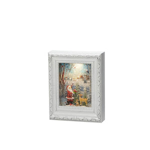 Konstsmide Christmas White Picture Frame with Santa Woodland Scene Water Lantern