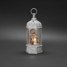 Load image into Gallery viewer, Konstsmide Antique White Snowman Scene Water Lantern with Bluetooth Speaker
