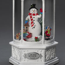 Load image into Gallery viewer, Konstsmide Antique White Snowman Scene Water Lantern with Bluetooth Speaker
