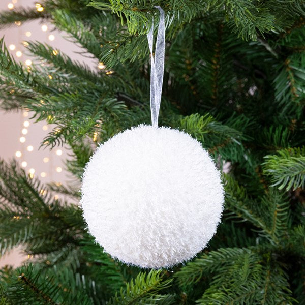 White Ice Effect Bauble 8cm