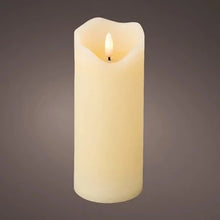 Load image into Gallery viewer, Cream Wax LED Pillar Candle Melted Effect 13cm

