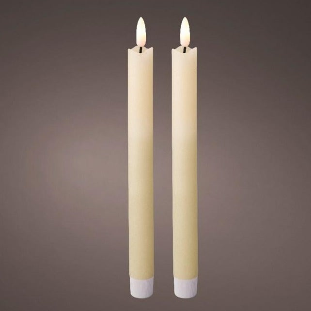 2 LED Wick Cream Dinner Candles 24cm