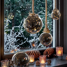 Load image into Gallery viewer, Lumineo Micro LED 14cm Ball with Jute Rope Hanging Decoration
