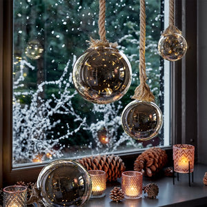 Lumineo Micro LED 14cm Ball with Jute Rope Hanging Decoration