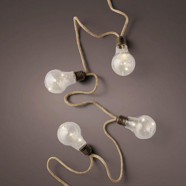 5 Bulb Lights on Hemp Rope Battery Operated