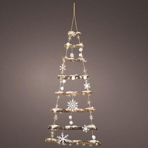 Wooden Christmas Tree Ladder with Snowflake Decorations