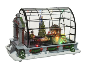 Christmas Greenhouse LED Scene with Moving Tree
