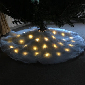 White Illuminated Christmas Tree Skirt with Warm White LED's