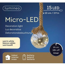 Load image into Gallery viewer, Lumineo Micro LED 10cm Ball Decoration with Rope
