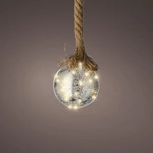 Load image into Gallery viewer, Lumineo Micro LED Silver Ball Decoration with Rope 10cm
