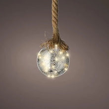 Load image into Gallery viewer, Lumineo Micro LED Silver Ball Decoration with Rope 20cm
