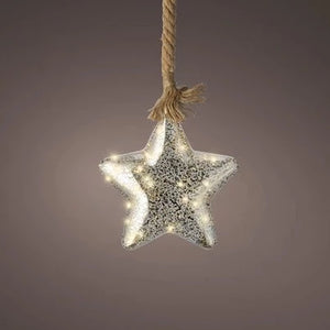Lumineo Micro LED Silver Star Decoration with Rope 20cm