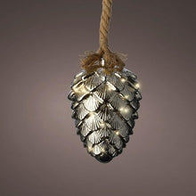 Load image into Gallery viewer, Jute Rope Lit Pine Cone 21cm Christmas Hanging Decoration
